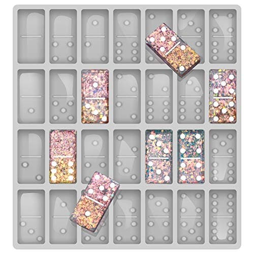 Professional Domino Molds for Resin Casting Jumbo Domino Molds for Resin Casting Double 6 Dominoes Mold, Shiny & No Scratches & Durable,8.86 x 9.25 x 0.39 inch 230g (New Version