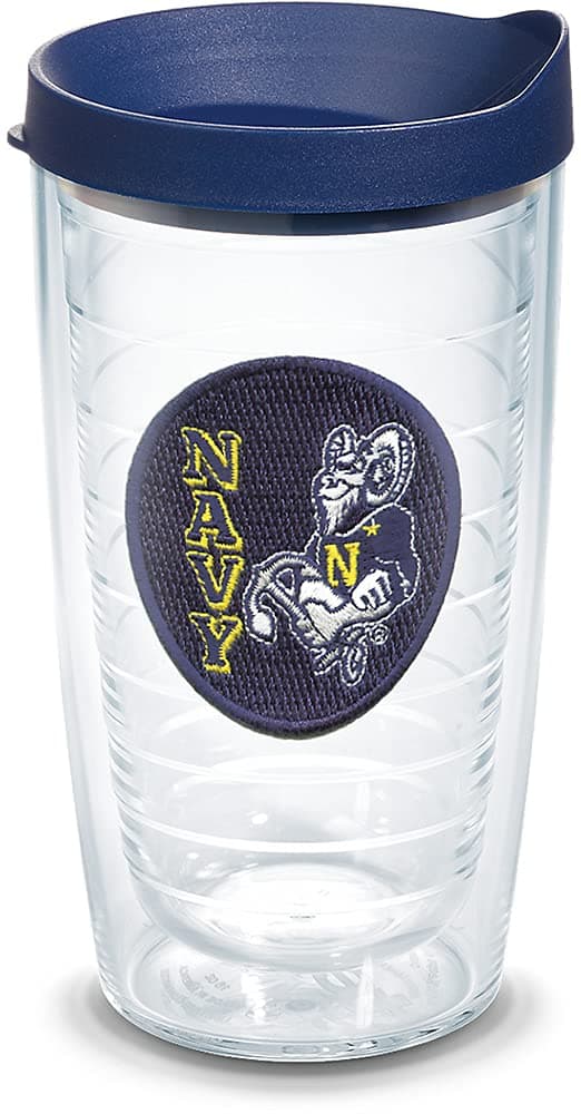 Tervis Made in USA Double Walled Navy Insulated Tumbler Cup Keeps Drinks Cold Hot 16oz Duplicate Midshipmen Logo