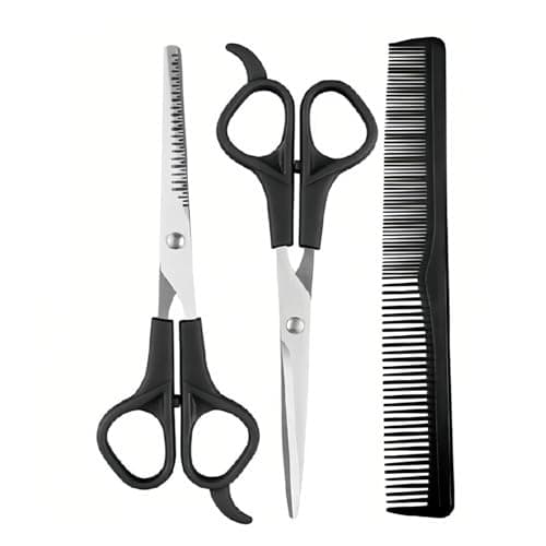 Hair Cutting Shears Set with Professional 67inch Hair Cutting Shear Hair Thinning Scissor and Comb Hair Shears Stainless Steel Barber Thinning Scissors and Comb Kit for WomenMen BLACK