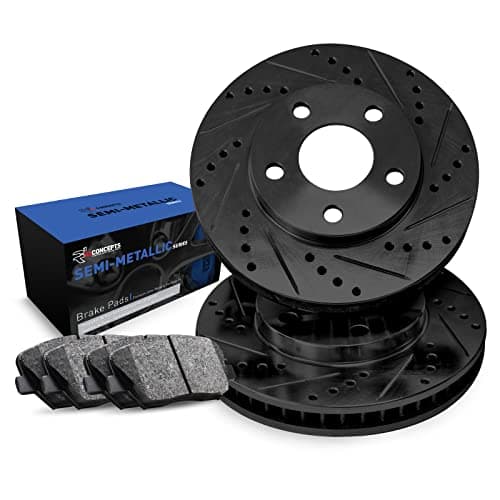 R1 Concepts Rear Brakes and Rotors Kit |Rear Brake Pads| Brake Rotors and Pads| Semi Metallic Brake Pads and Rotors |fits 2015-2021 Ford Mustang