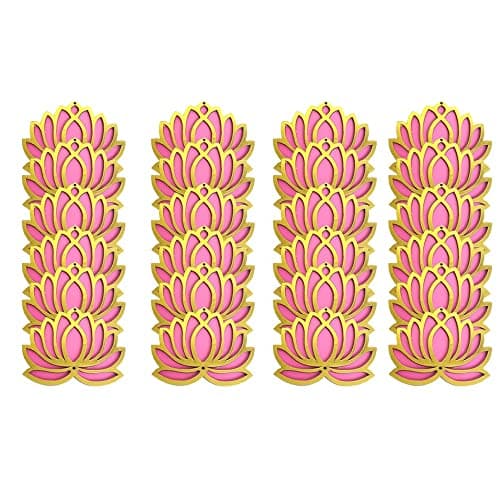 Gift Jaipur Pink Golden Lotus 4 Inch Set of 24 Wooden MDF Cutout DIY Rangoli Kit | Decorations for Diwali, Dusshera Wedding Rangoli, Pooja, Decorations, Festival