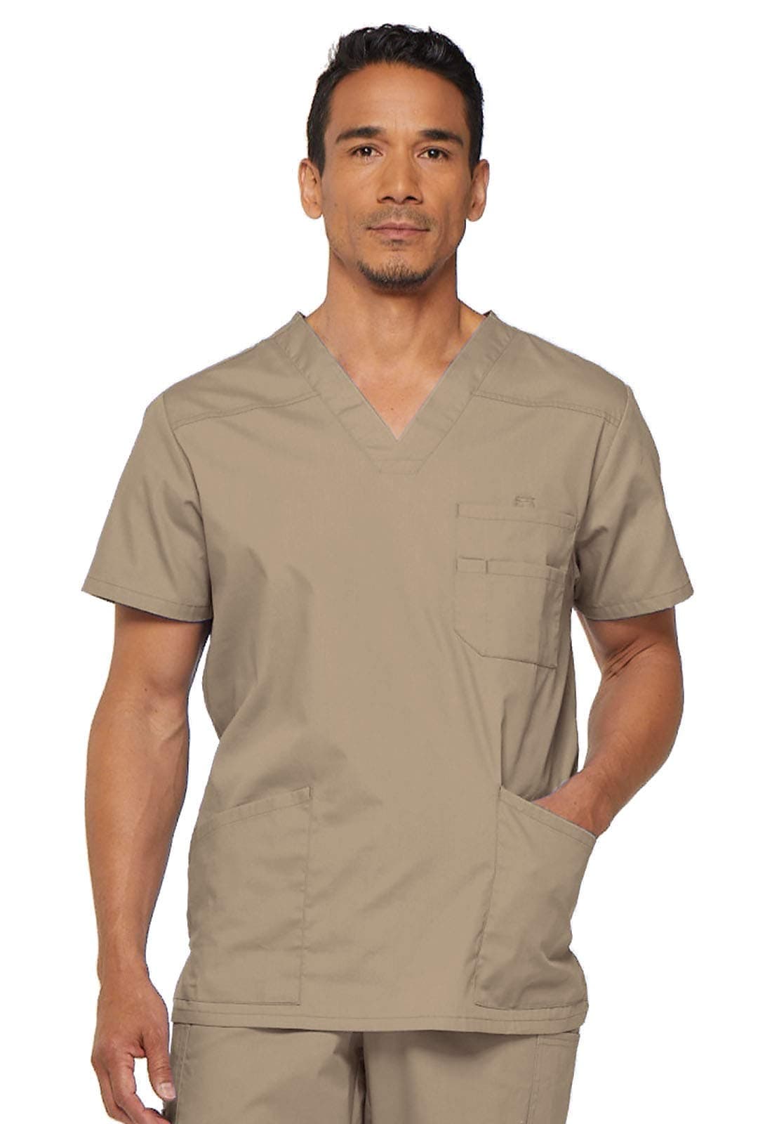 Dickies Unisex V-Neck Scrub Top, Khaki, Large