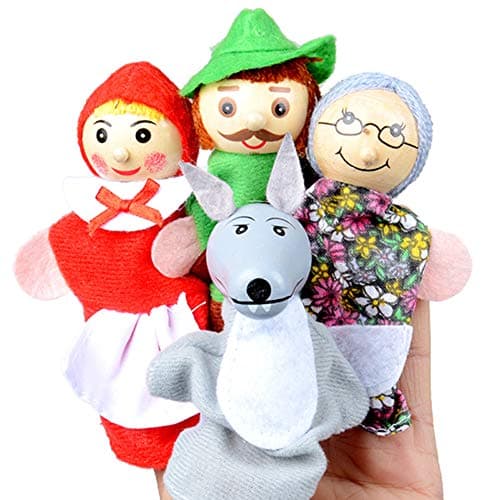 3 Little Pigs and Wolf Finger Puppets Story Telling Toy for Toddler Kids, Three Little Pigs Puppet Costume for Parent Child Interaction Classroom Role Playing Theater