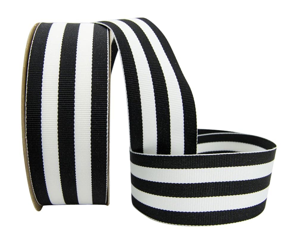 Ribbon Bazaar Mono Striped Grosgrain Ribbon Woven Ribbed Texture 100 Polyester Ribbon for Gift Wrapping Home Decor Bouquets Cake Decorating More 112 inch Black 20 Yards