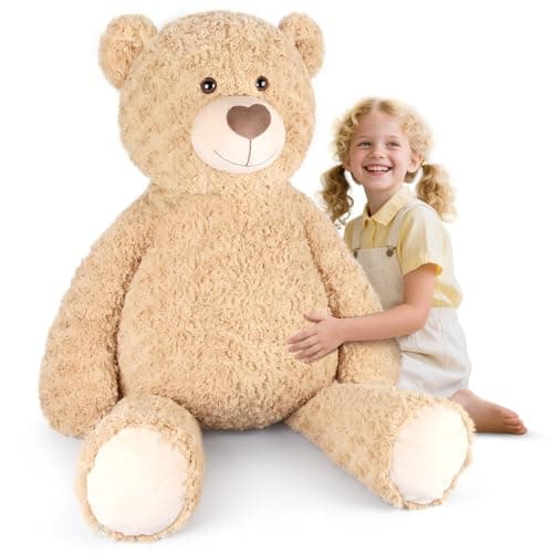 SuzziPals 43 inch Giant Teddy Bear Stuffed Animal Lifelike Stuffed Animals for Stress Relief Companion Extra Soft Fluffy Big Plushies Hugging Pillow Jumbo Teddy Bears Gifts for Kids Adults