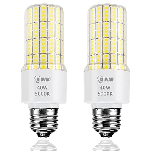 Led Light Bulbs 300W Equivalent Super Bright 5000Lm 5000K Cool Daylight White Led Bulb E26/E27 Medium Base 40w Waterproof Leds Corn Light Bulb for Outdoor Indoor Lamp Bedroom Office Garage-2 Pack