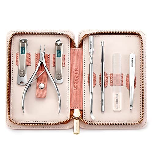 MRGREEN 7in1 Manicure Sets Personal Care Tools Stainless Steel Professional Nail Clippers Pedicure Set Travel Case Kits Mr6032