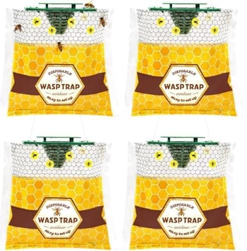 4 Pack Disposable Wasp Traps Outdoor Hanging Carpenter Bee Traps for Outside Yellow Jacket Trap Hornet Trap Wasp Catcher for Bug Flies Patio