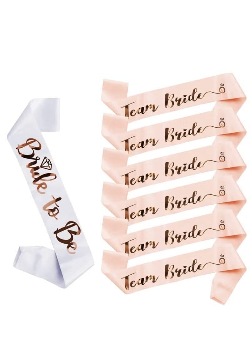 Team Bride Sash Set- 1 White Bride to Be Sash and 6 Team Bride Sashes Bachelorette Party Supplies Bachelorette Sash Bridesmaid Sashes for Bridal Party Wedding (7pcs)