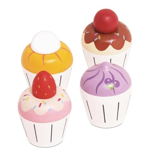 Le Toy Van Adorable Honeybake Petit Four Cupcakes Childrens Wooden Food Pretend Toy Cakes Birthday Cake Or Afternoon Tea Role Play Toy TV331