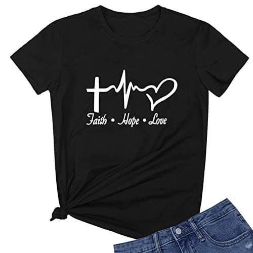 ROSEPARK Women Funny T Shirt Graphic Teen Girl Tee Black Small