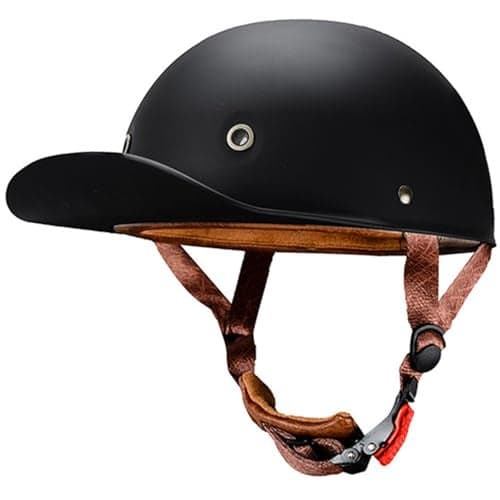 CHPINGN Baseball Motorcycle Helmet for Bike Cruiser Chopper Moped Scooter Open Face Helmet for Adult Women Men DOT ApprovedMatte Black