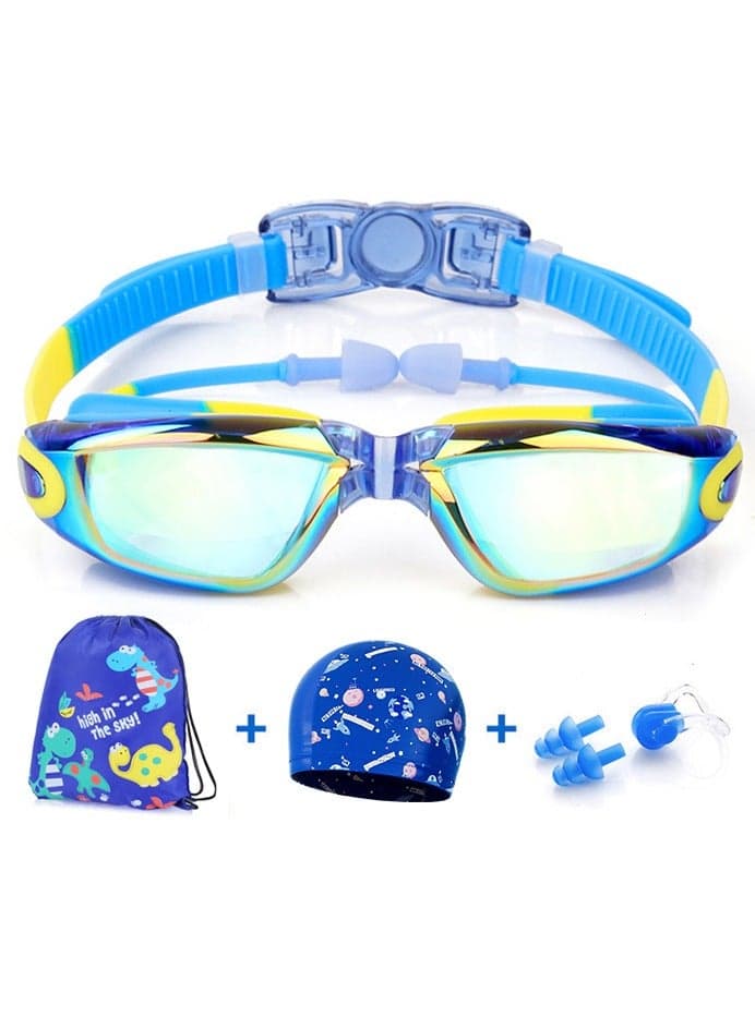 Swim Goggles Kids Swimming Goggles for Boys and Girls, Adjustable Straps, Silicone Eye Seal, Leak proof UV Protection and Anti Fog Lenses Swimming Goggles with Ear Plug Nose Clip