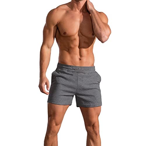 palglg Mens Bodybuilding Workout Shorts 5" Inseam with Pockets PLN Deep Grey M