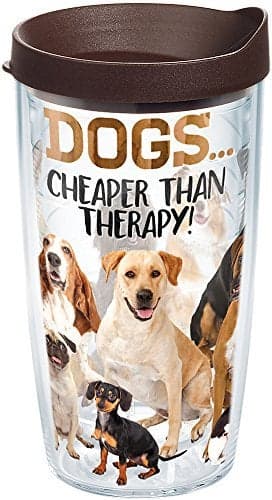 Tervis Plastic Dog Therapy Tumbler with Wrap and Brown Lid 16oz Clear