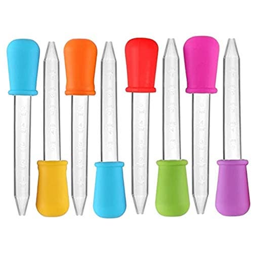 Shuiniba 5ml Liquid Droppers Medicine Silicone and Plastic Pipettes Eye Dropper with Bulb Tip for Kids Candy Molds (8 Pack)