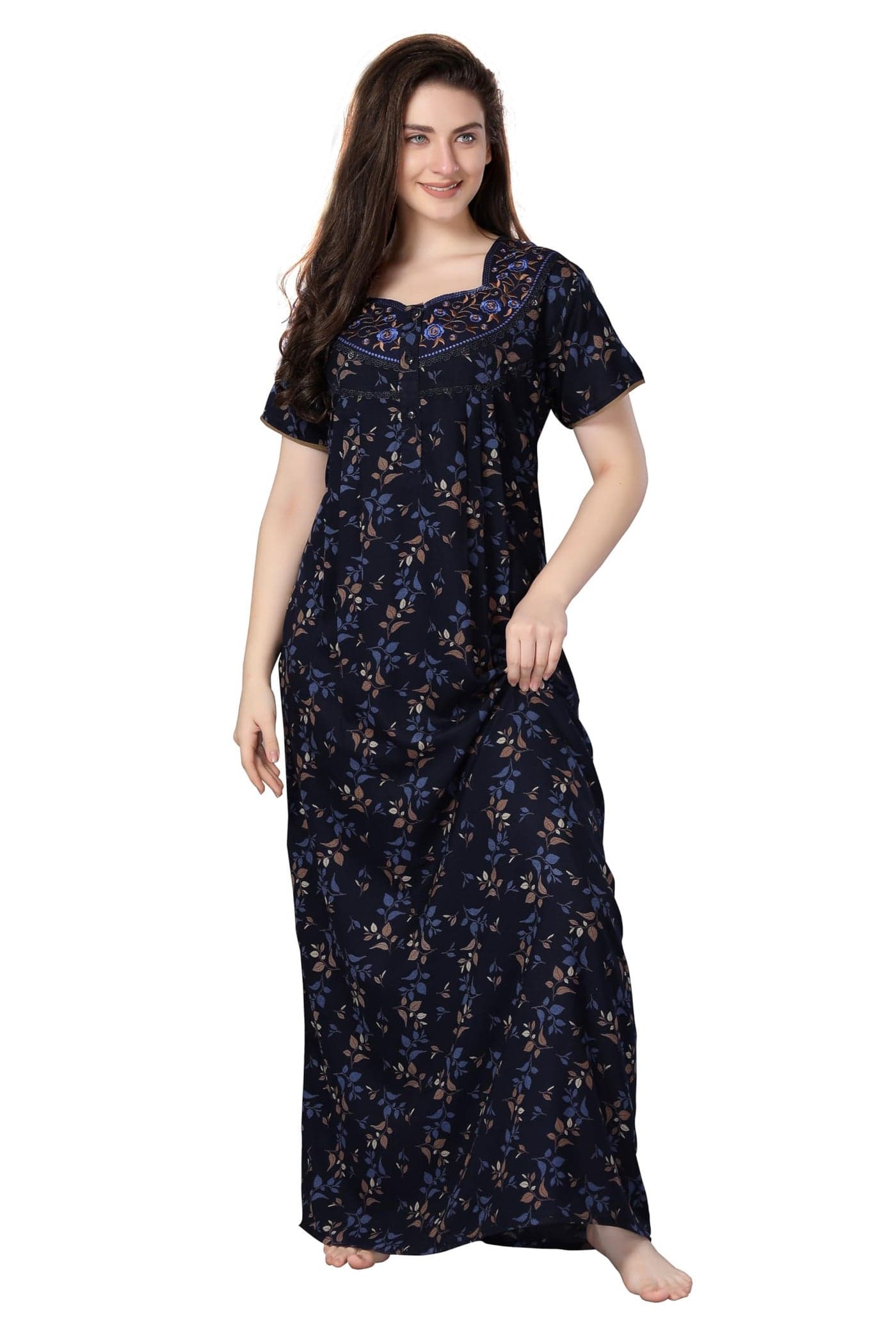 Soulemo Women's Printed Alpine Nighty (XL Bust 48, Blue 150 1629KXL)