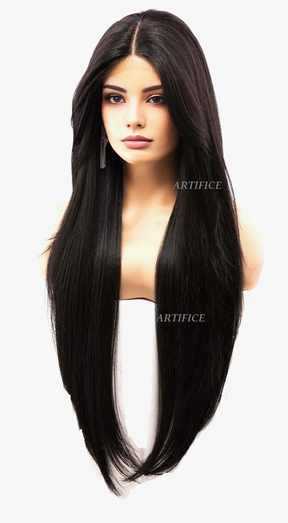Artifice 36 inches Long Straight Full Head Natural Looking Hair Wig Extension For Women Party Girls Dark Brown