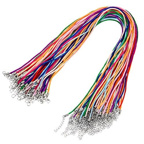Outus 60 Pieces 2.0 mm Satin Silk Necklace Cord 20 Inches with 2 Inches Extension Chain and Lobster Clasp, Multicolor