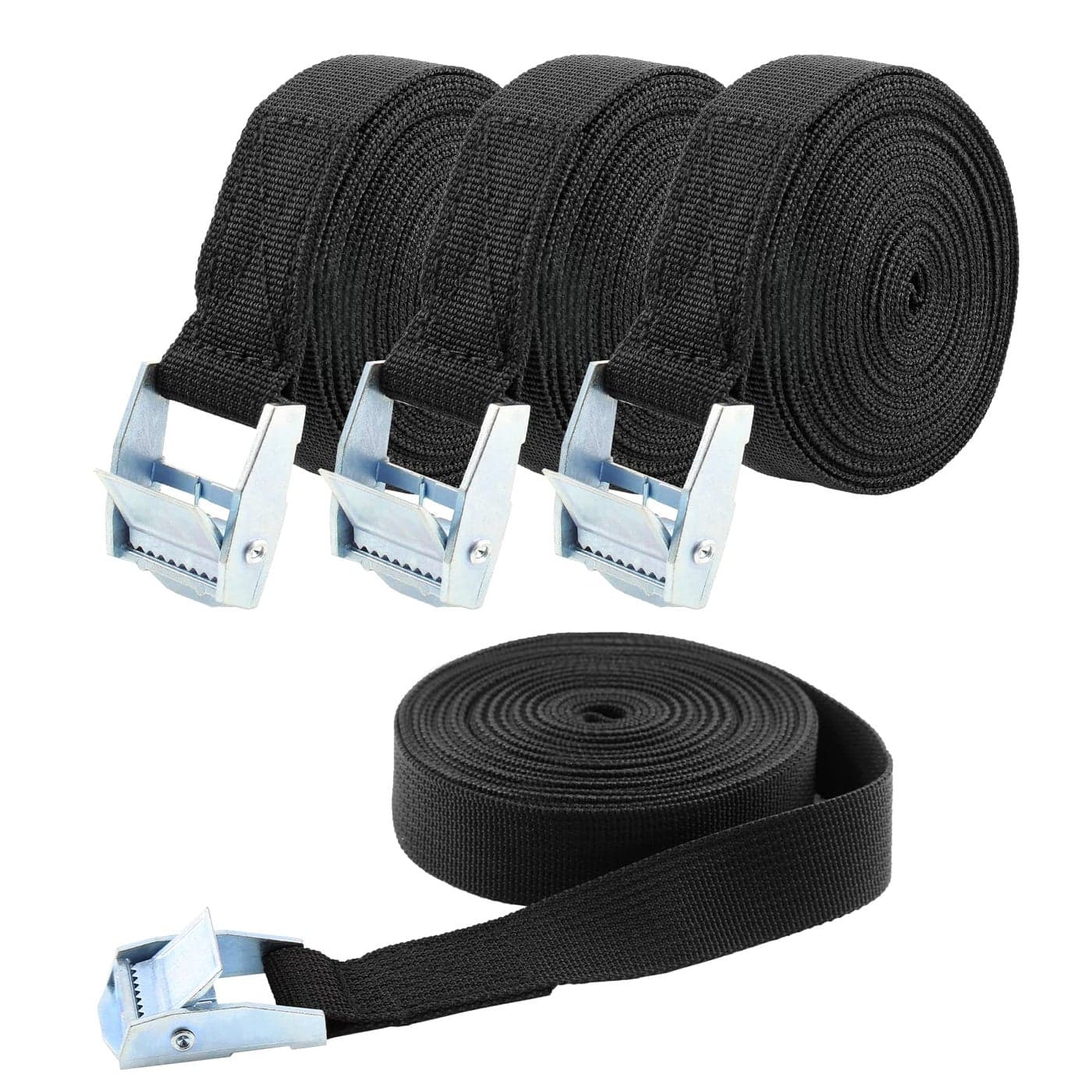 Uenhoy 4 Pack 3.28ft (1m) Cam Buckle Tie Down Straps Heavy Duty Lashing Straps Black Nylon Tie-Down Straps with Lock Buckle, Up to 600lbs, 3.28' x 1"