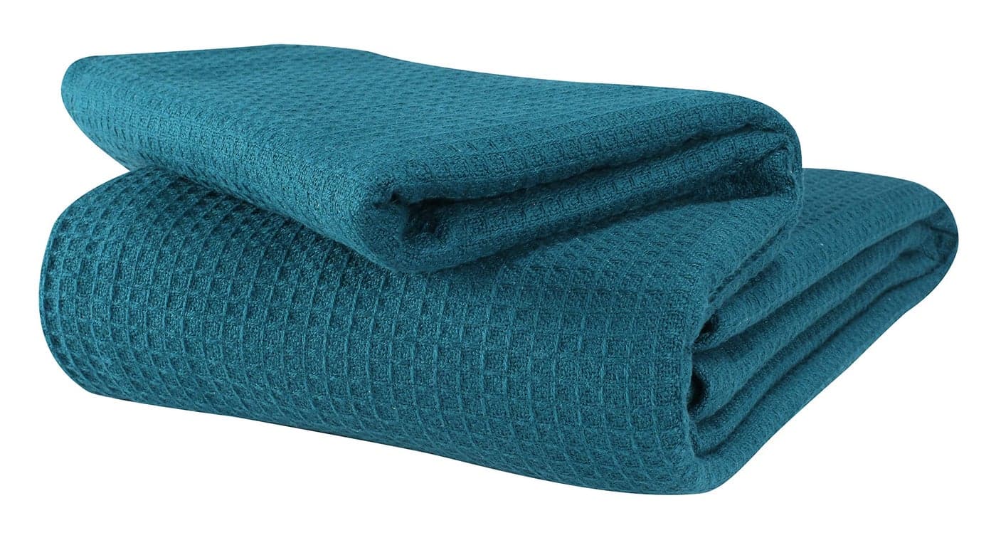 Glamburg 100 Cotton Thermal Blanket Breathable Bed Blanket King Size Soft Waffle Blanket King Blanket All Season Cotton Blanket Teal