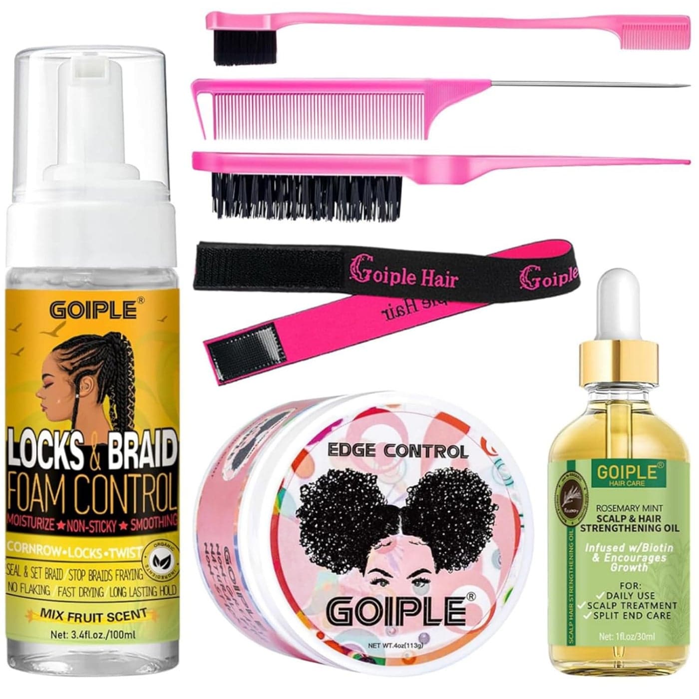 Goiple Edge Control Wax for Women Strong Hold NonGreasy Smoother Styling Wax for Black Hair No Flaking Rosemary Oil for Growth Braiding Gel Braid Mousse Shine