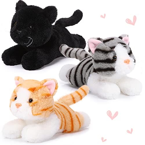 Harrycle 3 Pcs 9 Inch Cat Stuffed Animal Plush Gift Cute Kitten Plush Toys Small Cat Stuffed Animal Soft Sleeping Supplies for Boys Girls Easter Birthday Baby Shower Party FavorsStylish Style