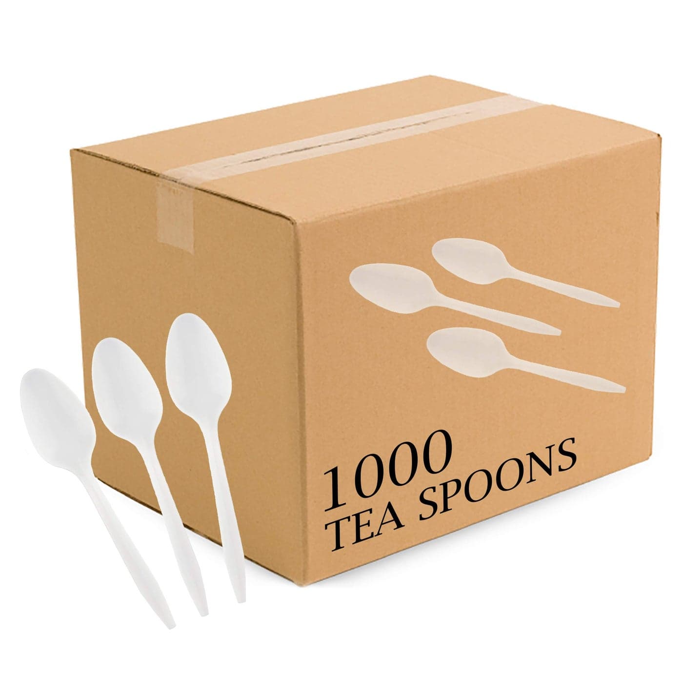 Plasticpro Cutlery Plastic Teaspoons Medium Weight Disposable Silverware White 1000 Count