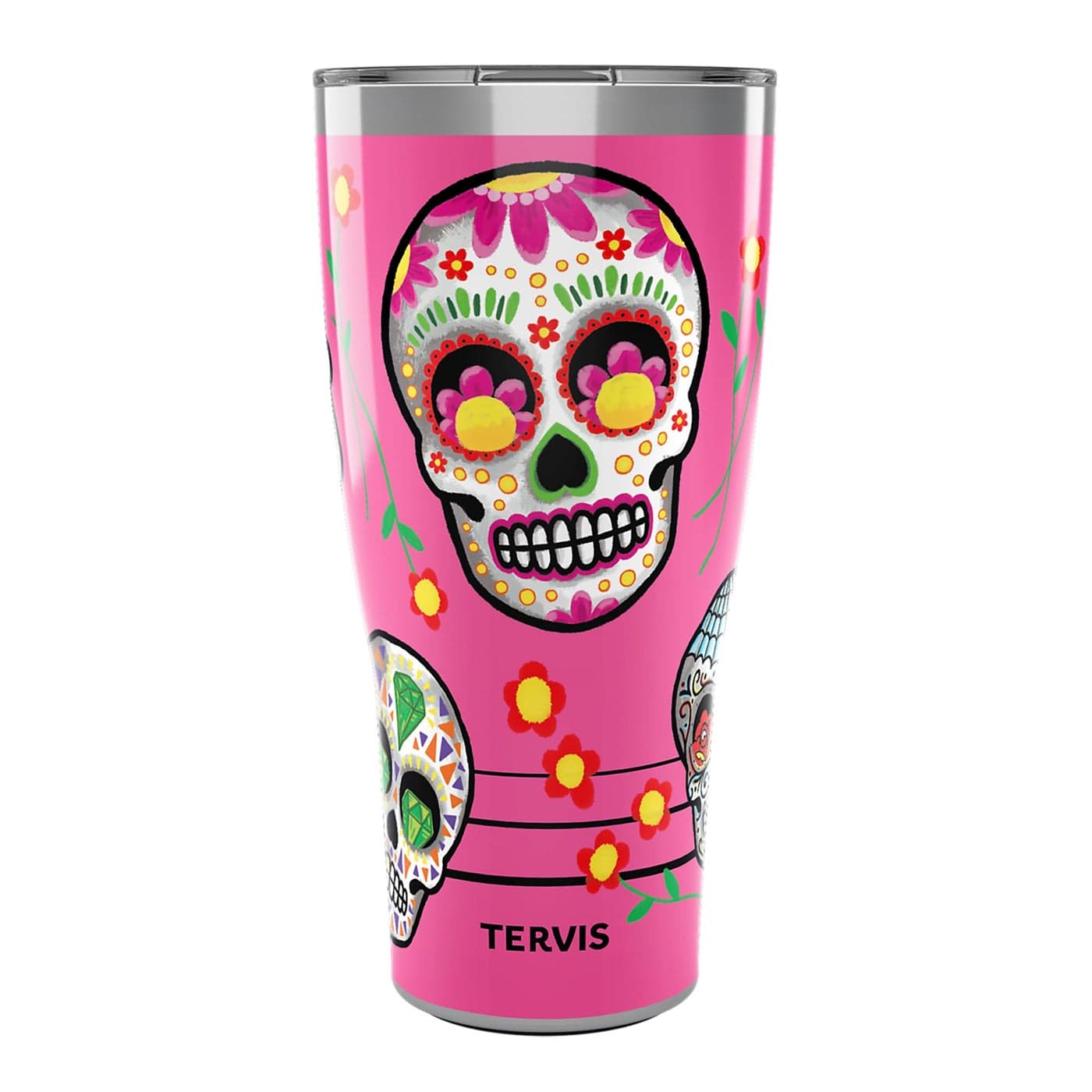 Tervis Traveler Sugar Skulls Triple Walled Insulated Tumbler Travel Cup Keeps Drinks Cold Hot 30oz Stainless Steel 20oz
