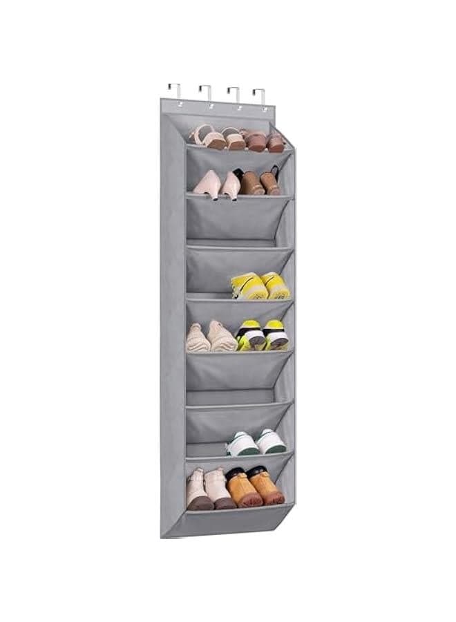 Door Shoe Rack with Deep Pockets for 20 Pairs of Shoe Organizer Over the Door Hanger for Closet and Dorm Narrow Storage (8 Tier)