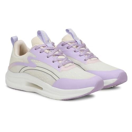 Aqualite Premium JASMINE-101 Trending Sports Running Shoes with Comfort Insole & Slip-Resistance Lace-Up Shoes for Women White/Purple