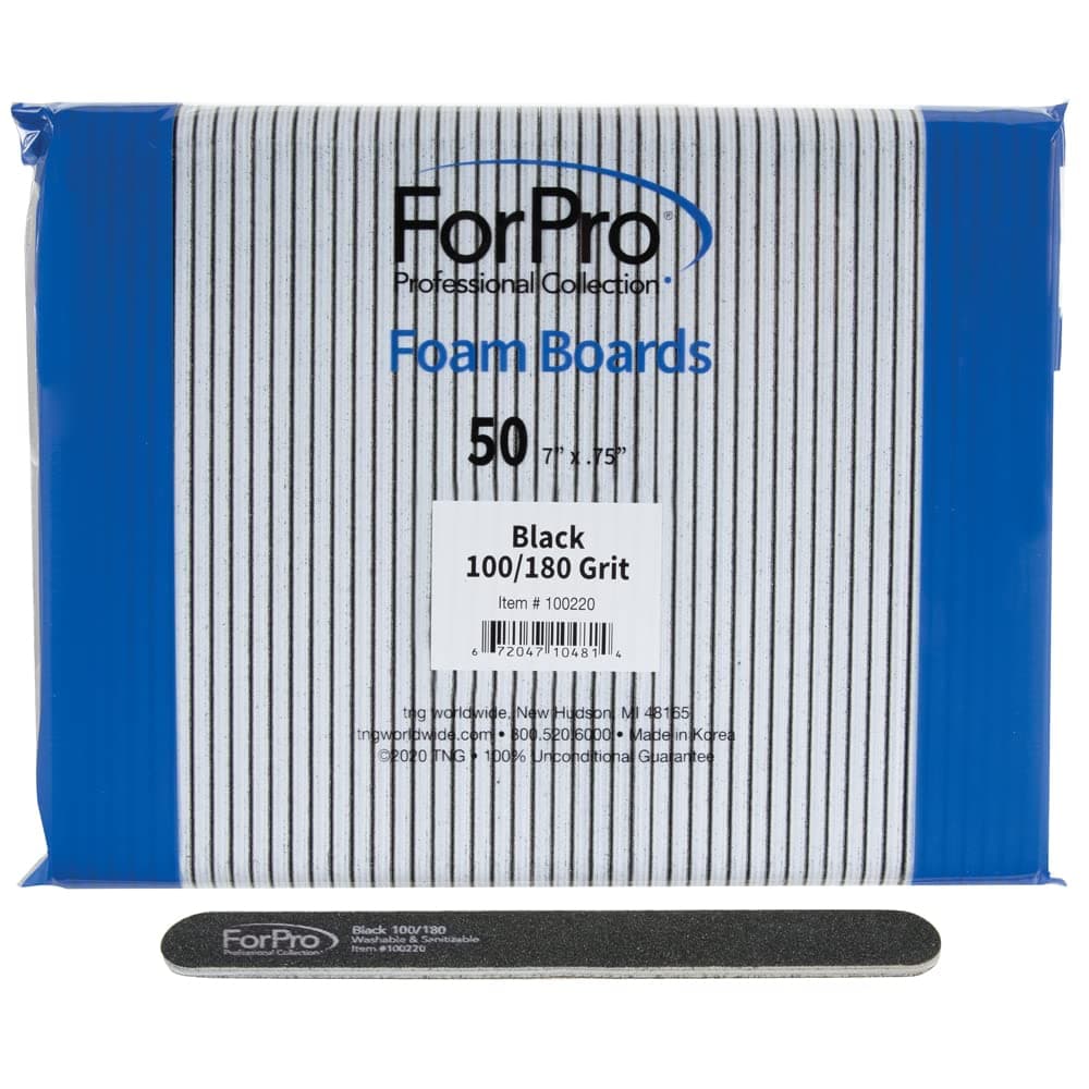 ForPro Professional Collection Nail Foam Boards Black 100180 Grit DoubleSided Manicure Nail Files 7 L x 75 W 50Count