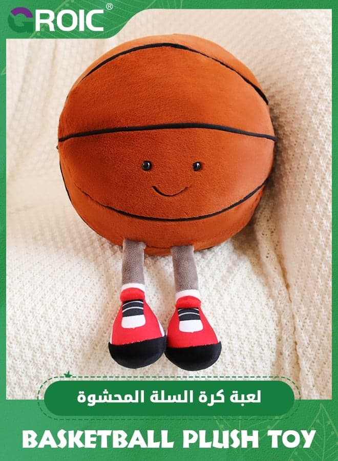 12.5" Basketball Plush Toy, Basketball Shaped Plush Pillow, Stuffed Sports Balls Plush Toys, Creative Basketball Plush Doll Plushie Basketball Stuffed Toys for Bedroom Decoration Gift (Basketball)