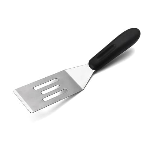 Slotted Mini Metal Spatula Turner for Cast Iron Skillet - Stainless Steel Kitchen Flipping Utensil for Steaks, Eggs, Pancakes, Brownies, Cookies & More(1)