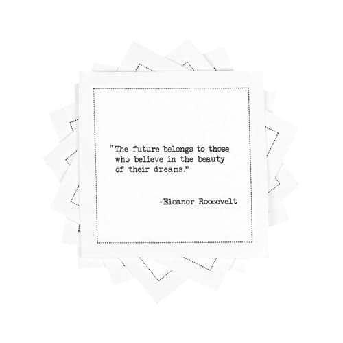Five Star Funny Inspirational Quotes | White Cotton Cocktail Napkins | 50 Luxury Disposable Beverage Napkins with Witty Bar Quotes | Drink Napkins for Parties, Bars, Weddings & Game Nights