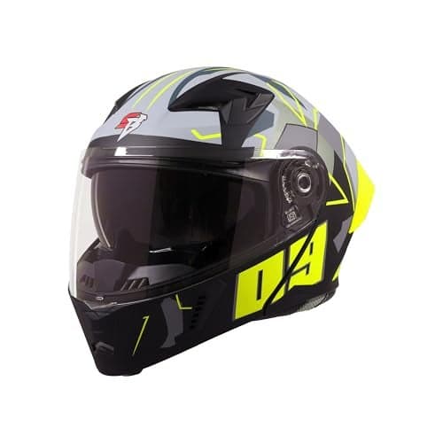 Steelbird SBA-20 09 ISI Certified Flip-Up Graphic Helmet for Men and Women with Inner Chrome Sun Shield (Medium 580 MM, Glossy Black Neon)
