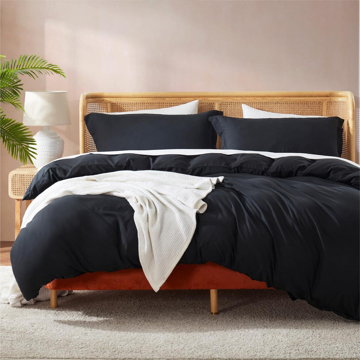 Nestl Black California King Duvet Cover Sets Soft Double Brushed Cal King Duvet Cover 3 Piece with Button Closure 1 Duvet Cover 104x98 inches and 2 Pillow Shams