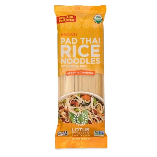 Lotus Foods Organic Brown Rice Pad Thai Noodles Asian Style Noodles for Stir Fry Gluten Free Vegan Whole Grain Non GMO Serve Hot or Cold 8 Oz Pack of 1