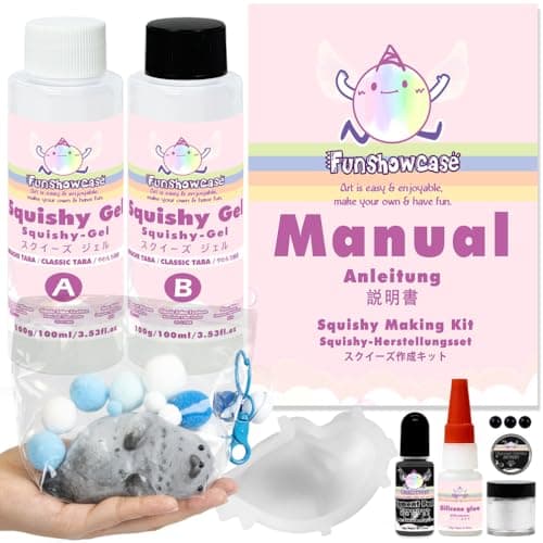 Taba Squishy Kit Seal Silicone Mold 4''+Liquid Gel+Flocking Cute Animal Maker Set