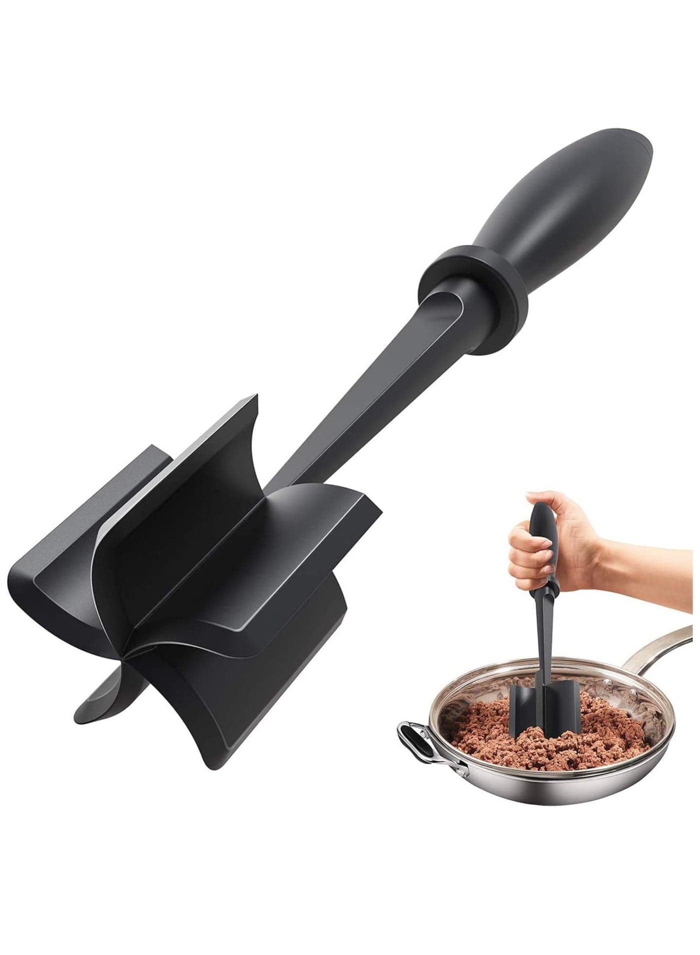 Meat Chopper, Heat Resistant Meat Masher for Hamburger Meat, Ground Beef Smasher, Nylon Hamburger Chopper Utensil, Ground Meat Chopper, Non Stick Mix Chopper, Mix and Chop, Potato Masher Tool