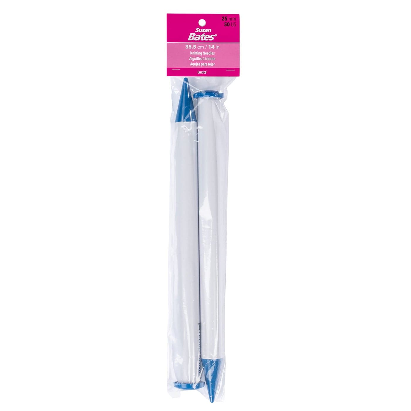 Susan Bates 14Inch Single Point Knitting Needle 25mm WhiteBlue