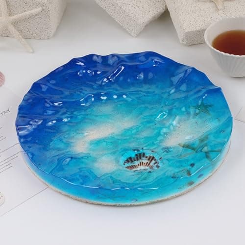 10 Water Ripple Surface Design Round Tray Plate Epoxy Mold Resin Casting Large Plate Silicone Mold Style B