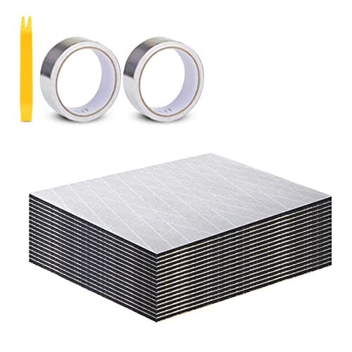 AggSound 157mil 55sqft Universal Sound Deadener for Cars with Aluminum Foil Tape&Car Trim Removal Tool-Auto Closed Cell Foam Noise Deadening Material-Heat Hood Shield Insulation Dampening Mat