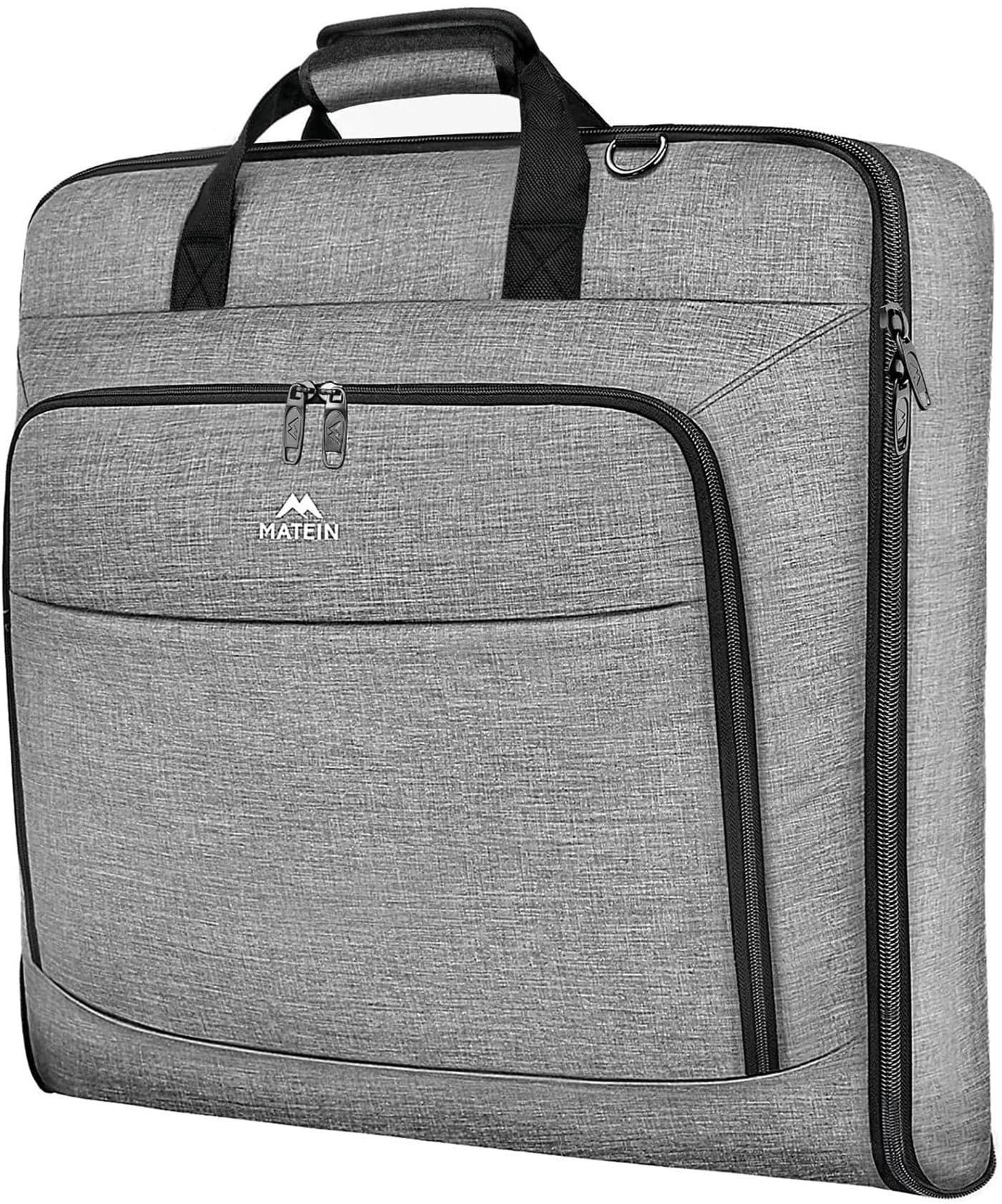 MATEIN Carry On Garment Bags for Travel Water Resistant Hanging Suit Bag for Men Women Foldable Garment Luggage with Wrinkle Free Suitcase Cover for Suit Gown Overshirt Sweater Grey