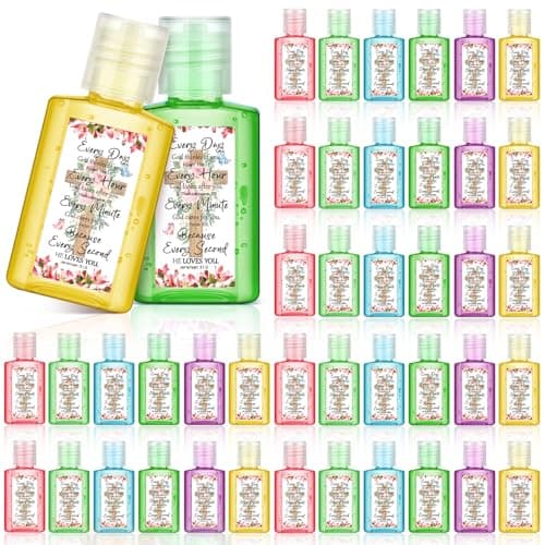 Gejoy 48 Pack Christian Hand Sanitizer Bible Verse Mini Hand Sanitizer Bulk Travel Size Christian Gifts for Women Mom Pastor Teacher Church Prayer Holiday Religious Gifts for Mothers Day