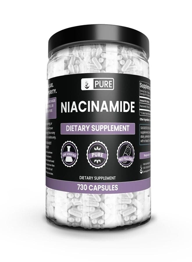 Pure Original Ingredients Niacinamide (730 Capsules) No Magnesium Or Rice Fillers, Always Pure, Lab Verified