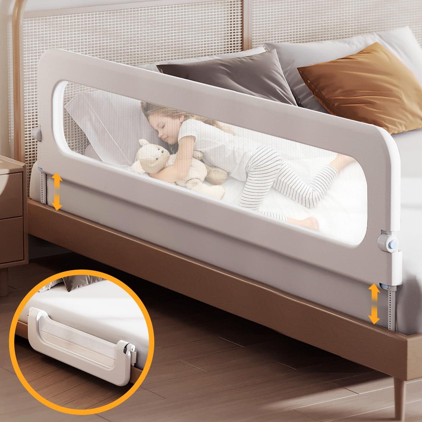 Baby Bed Guard Rail for Toddler 787in Adjustable Heights Swing Down Bedrail Extra Tall Child Safety Side Railing Guards for Kids Toddler Bed Rail for Queen King Twin and Bunk Size Beds