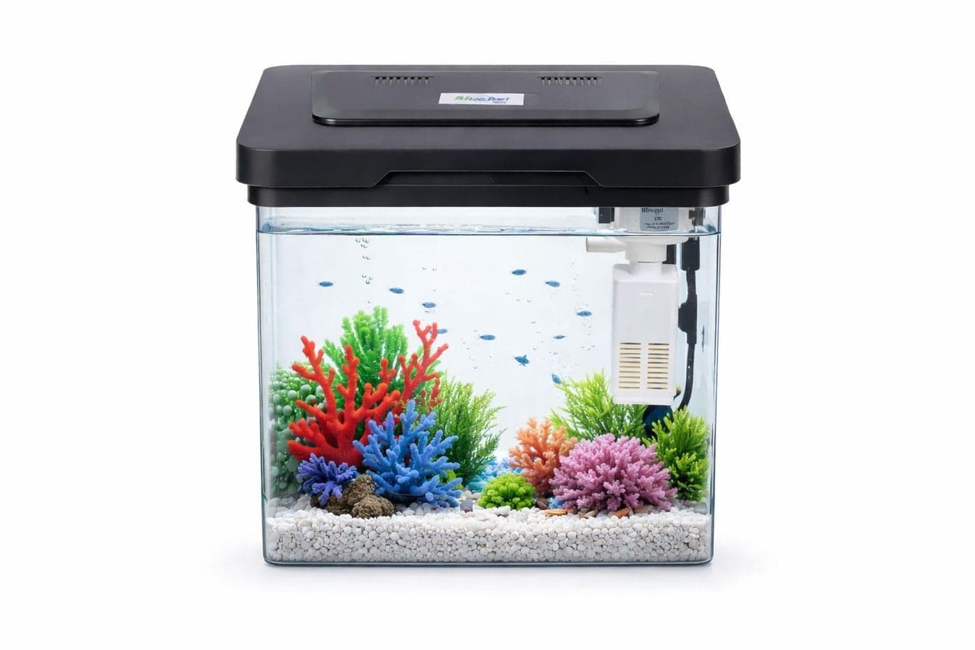 Fish Tank Starter with Filter, LED Light & | Mini Aquarium Set for Home & | Acrylic Not Suitable for Goldfish Ideal for Betta/Guppy (1–2) Liter 7 Size- H 28 -W 19-L 26 Woter Change 3-5 Day