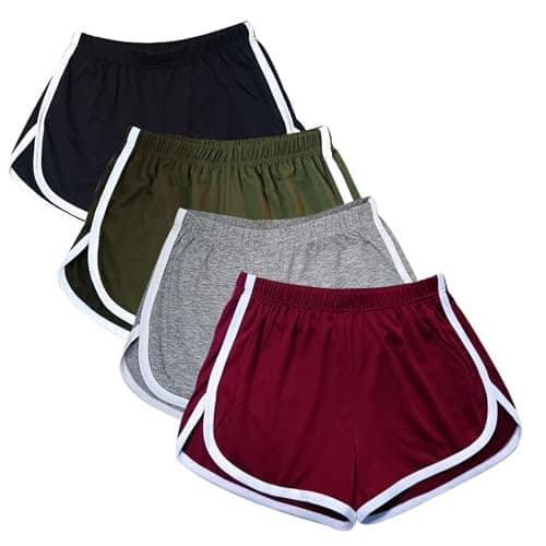 Cameway 4 Pack Women's Cotton Yoga Dance Short Pants Sport Shorts Summer Athletic Cycling Hiking Sports Shorts M Black