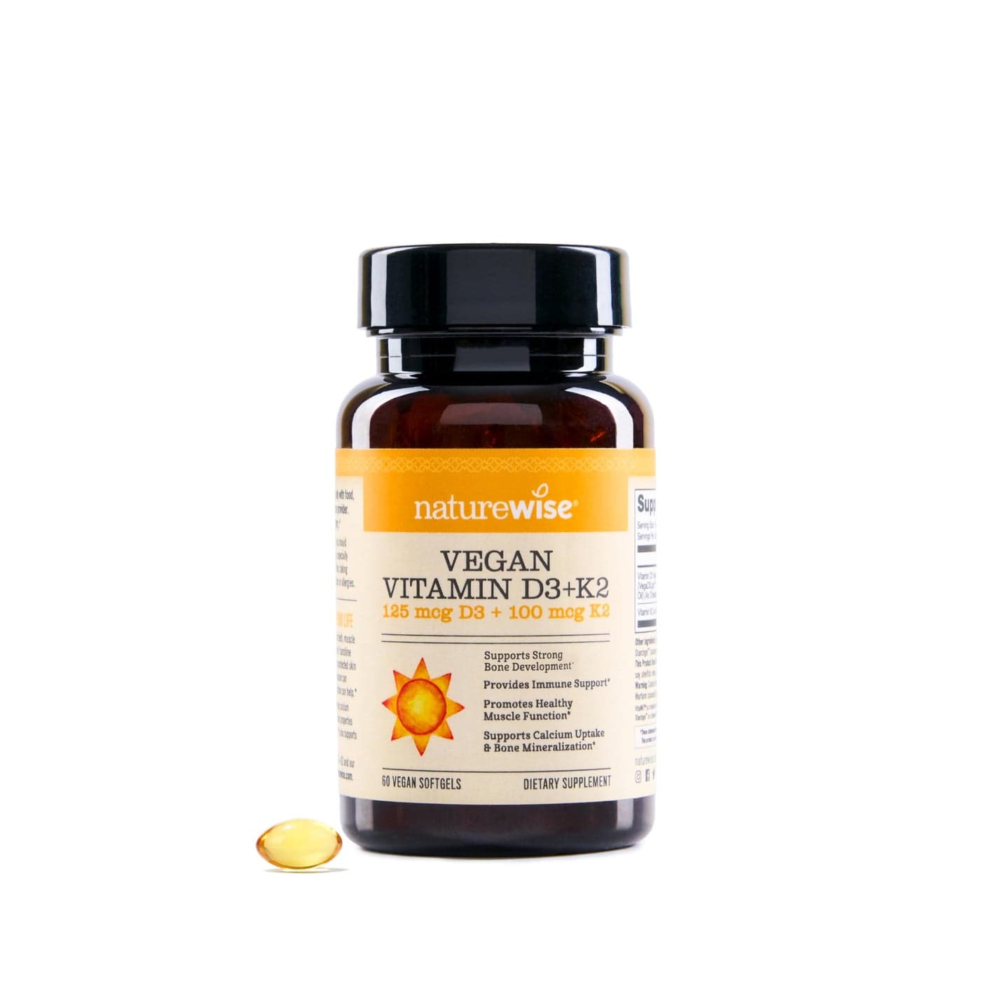 NatureWise Vegan Vitamin D3 K2 Organic D3 5000IU Natural Vitamin K2 100mcg Bone Support High Absorption with Organic ColdPressed Olive Oil NonGMO
